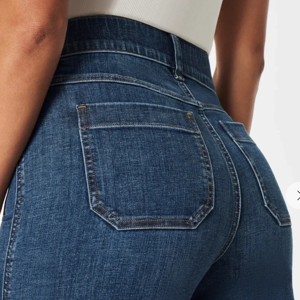 SPANX Cropped Wide Leg Shaping Jeans M - Picture 8 of 15